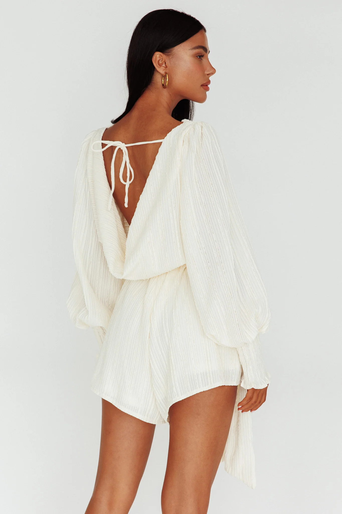 Summer Lover Long Sleeve Romper Cream - Ruaus