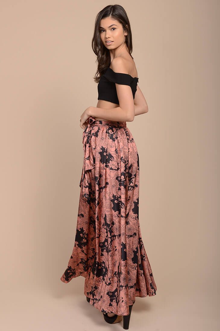 Briley Floral Maxi Skirt Pink - Ruaus