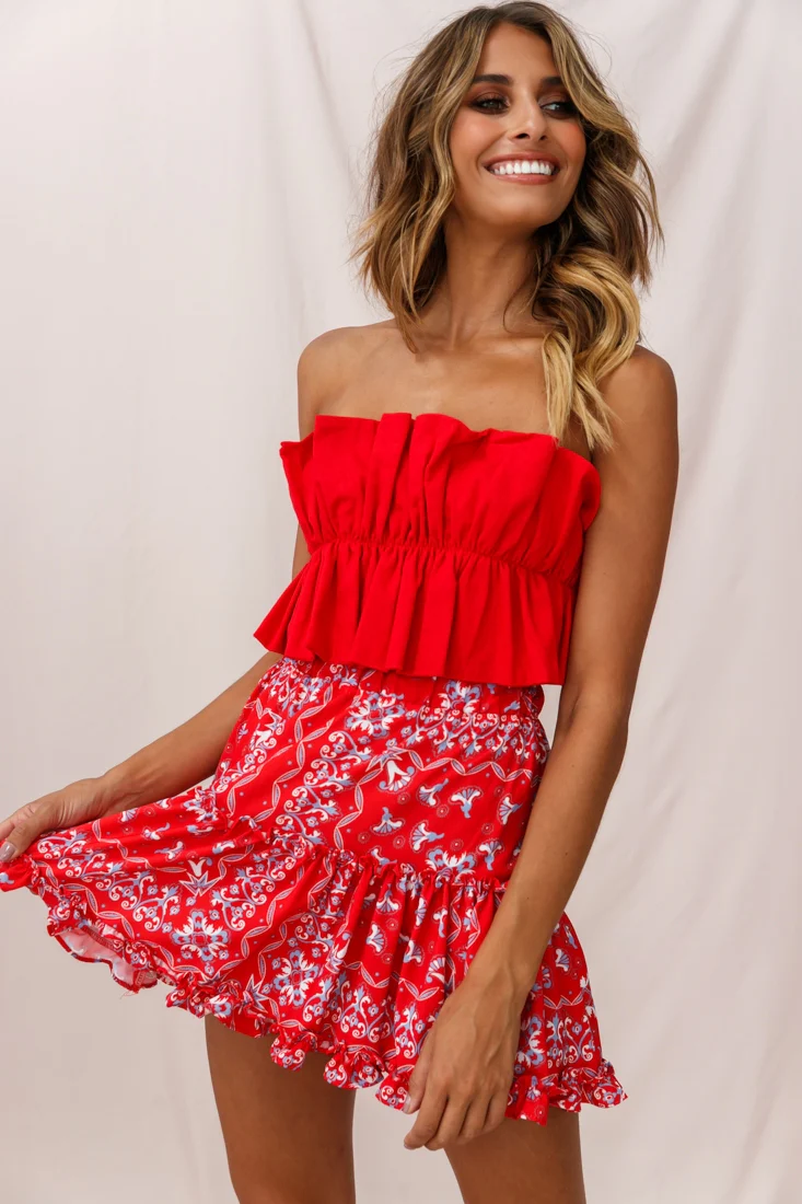 Alexi Mini Skirt Red - Ruaus