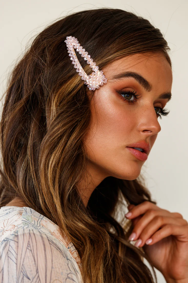 Tilly Beaded Oversized Barrette Pink - Ruaus