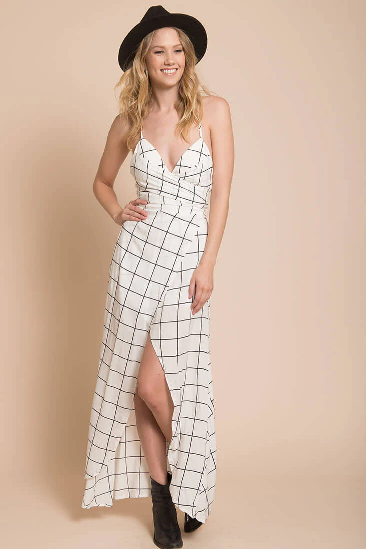 Riva Bodycon Maxi Dress White Print - Ruaus