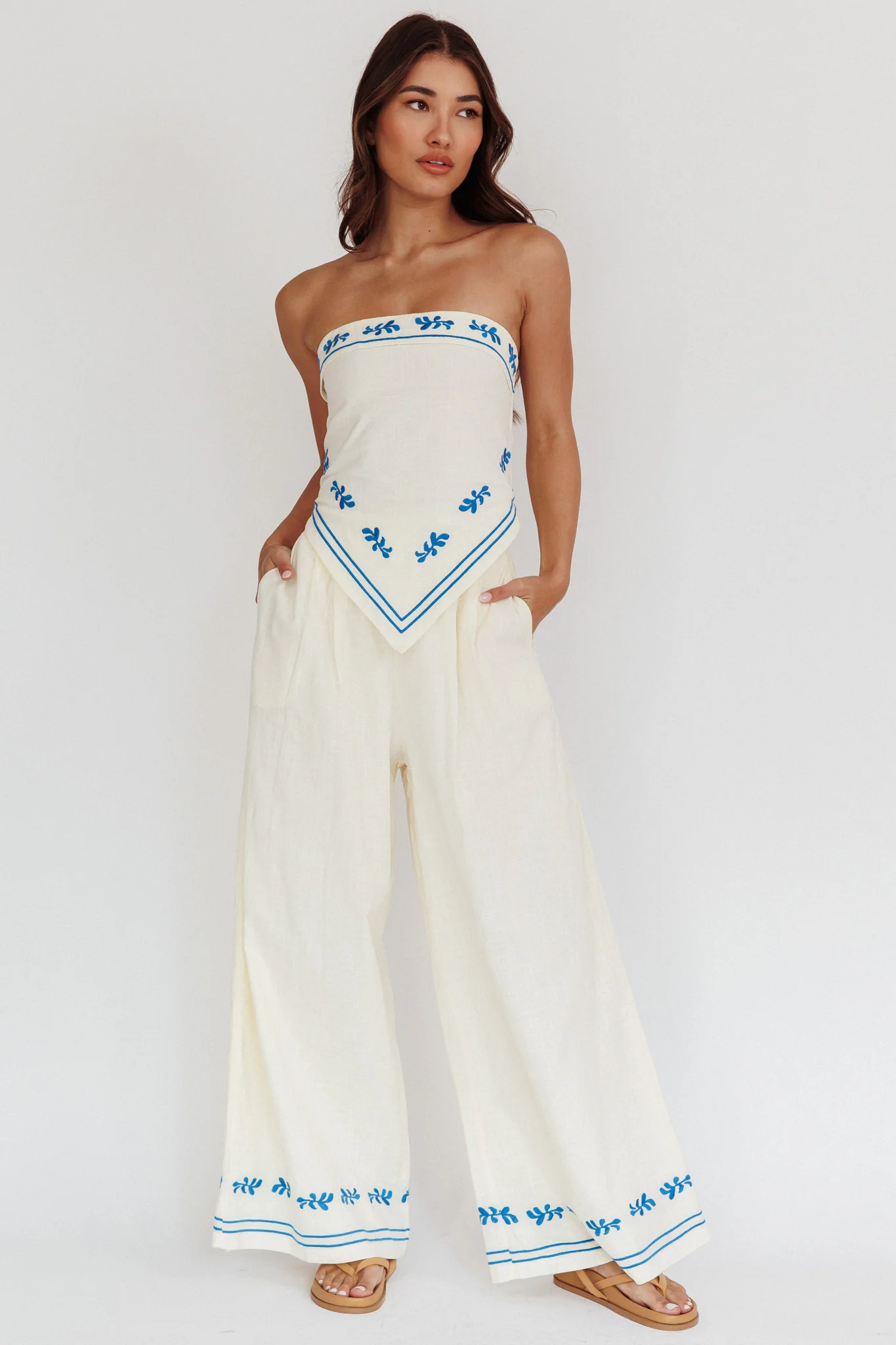 Sought After Wide-Leg Pocket Pants Oat - Ruaus