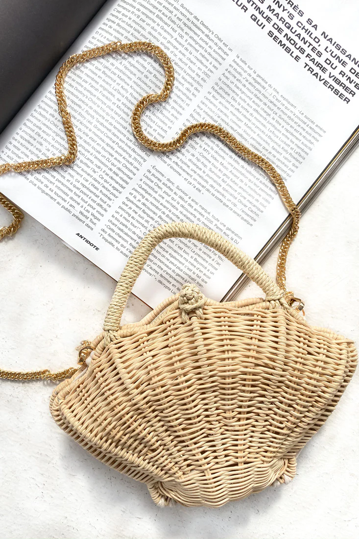 Sophie Woven Shell Purse Natural - Ruaus