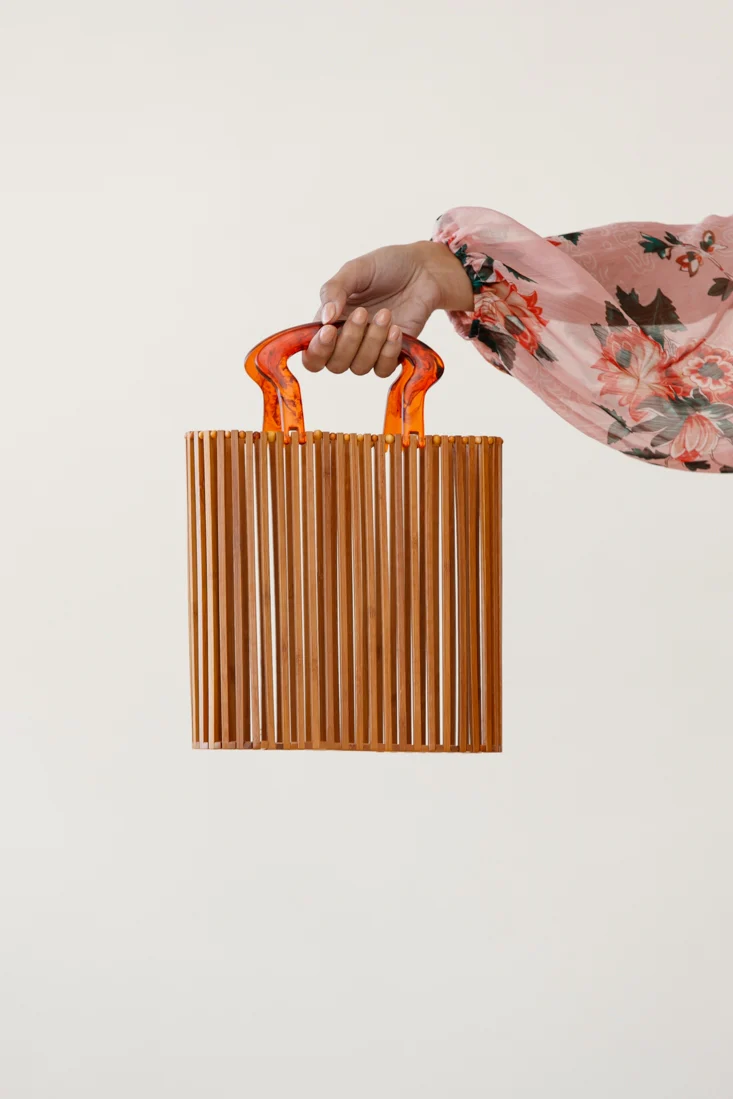 Harmony Wooden Slat Tote Natural - Ruaus