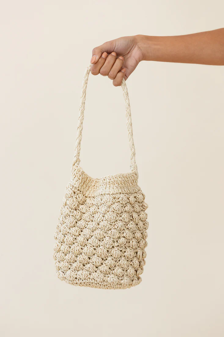 Laguna Crochet Bucket Bag Natural - Ruaus