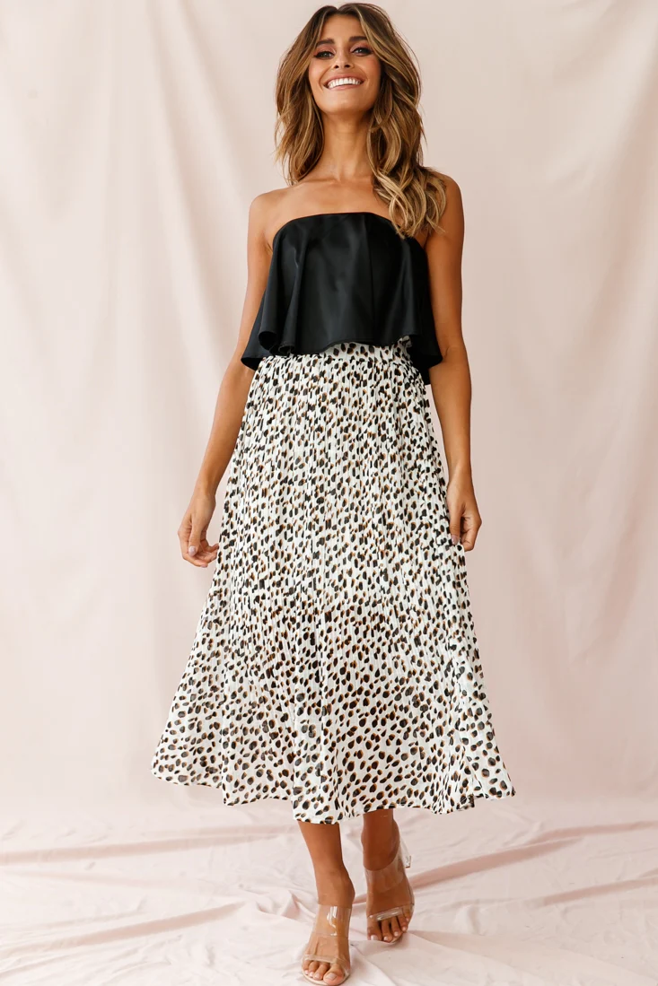 Marie Satin Bandeau Crop Top Black - Ruaus