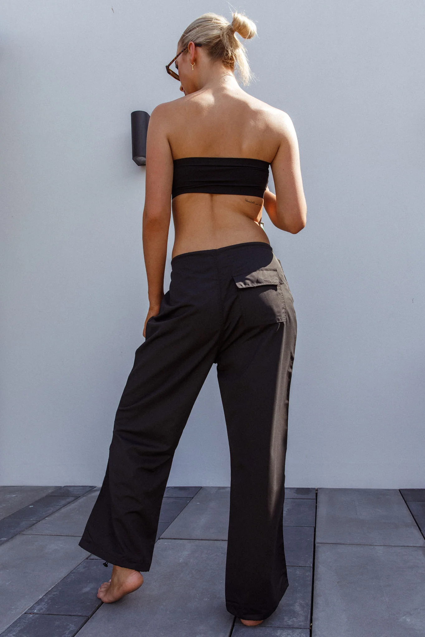 Starting Line Low Rise Wide Leg Pants Black - Ruaus