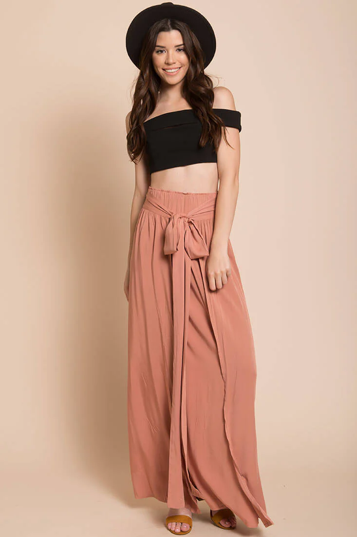 Evalyn High Slit Skirt Rose - Ruaus