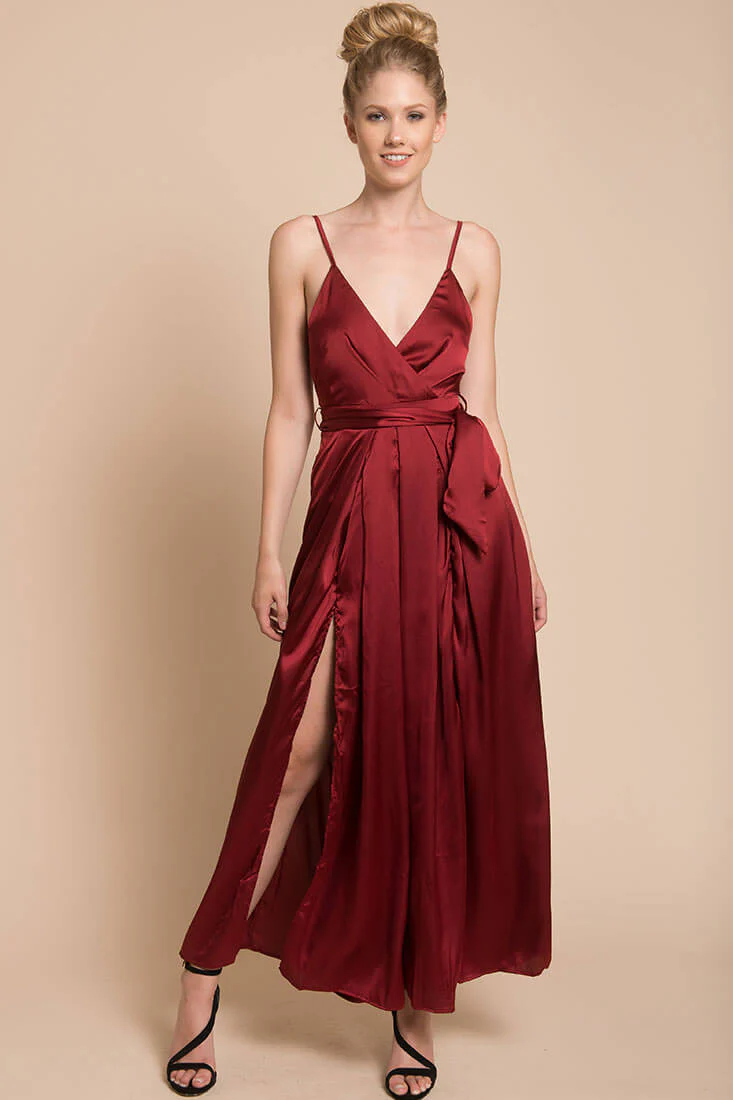 Ella Open Back Jumpsuit Burgundy - Ruaus
