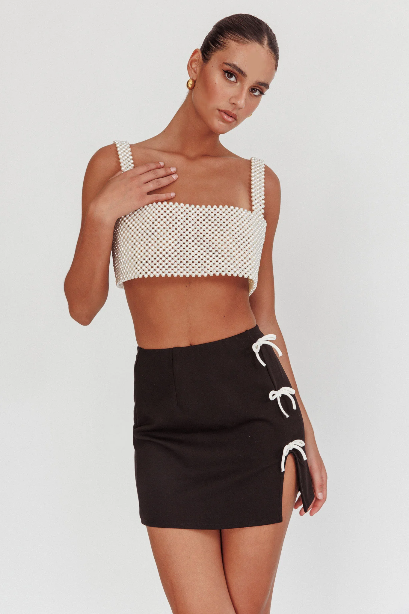 Kylah Crop Top Pearl - Ruaus