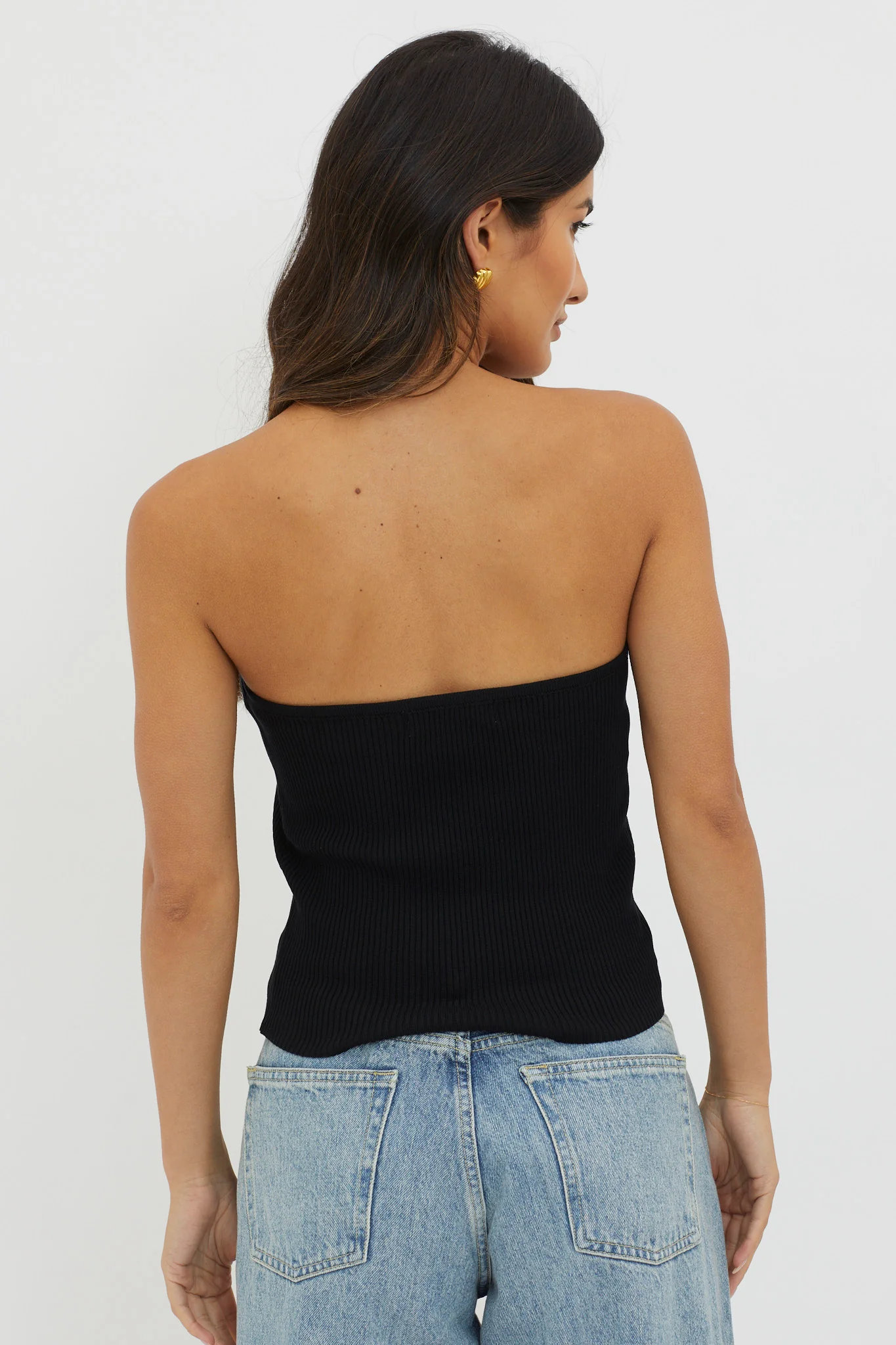 Flora Strapless Knit Top Black - Ruaus