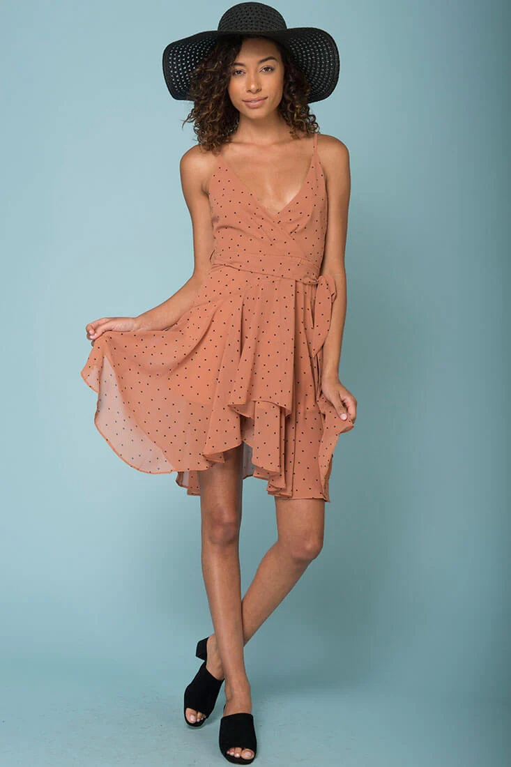 Miah Tied Waist Dress Tan - Ruaus