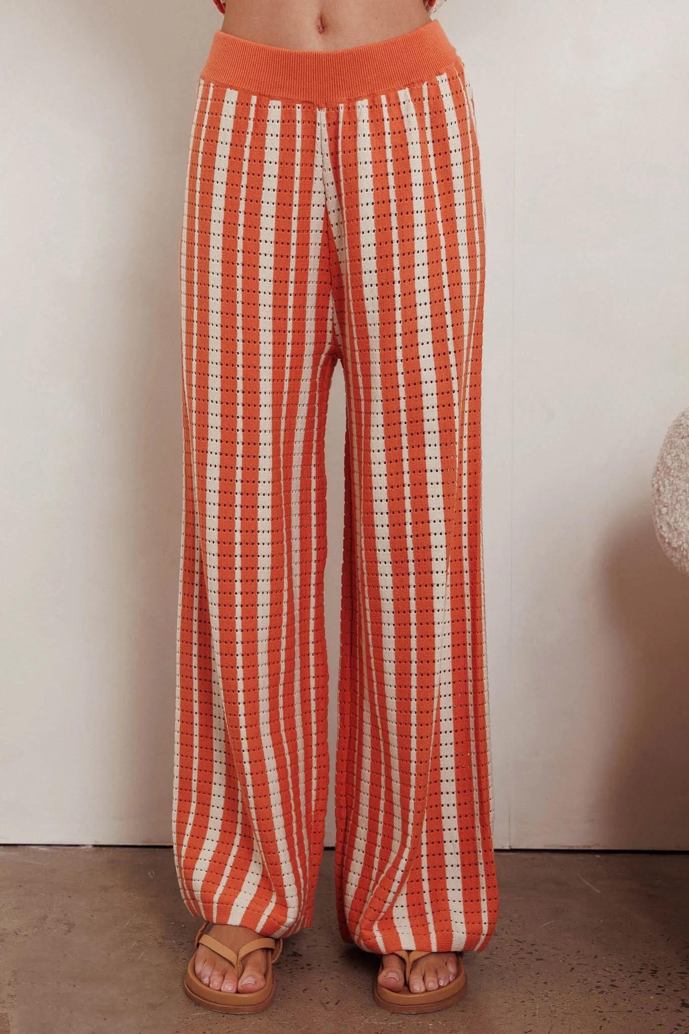 Influence Knit Straight Leg Pants Orange - Ruaus
