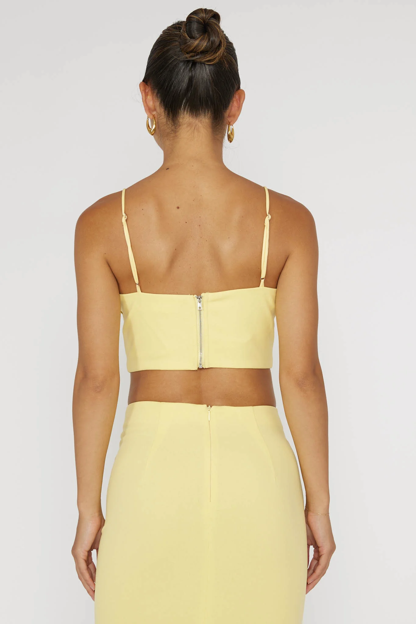 Ferrera Piping Trim Crop Top Yellow - Ruaus
