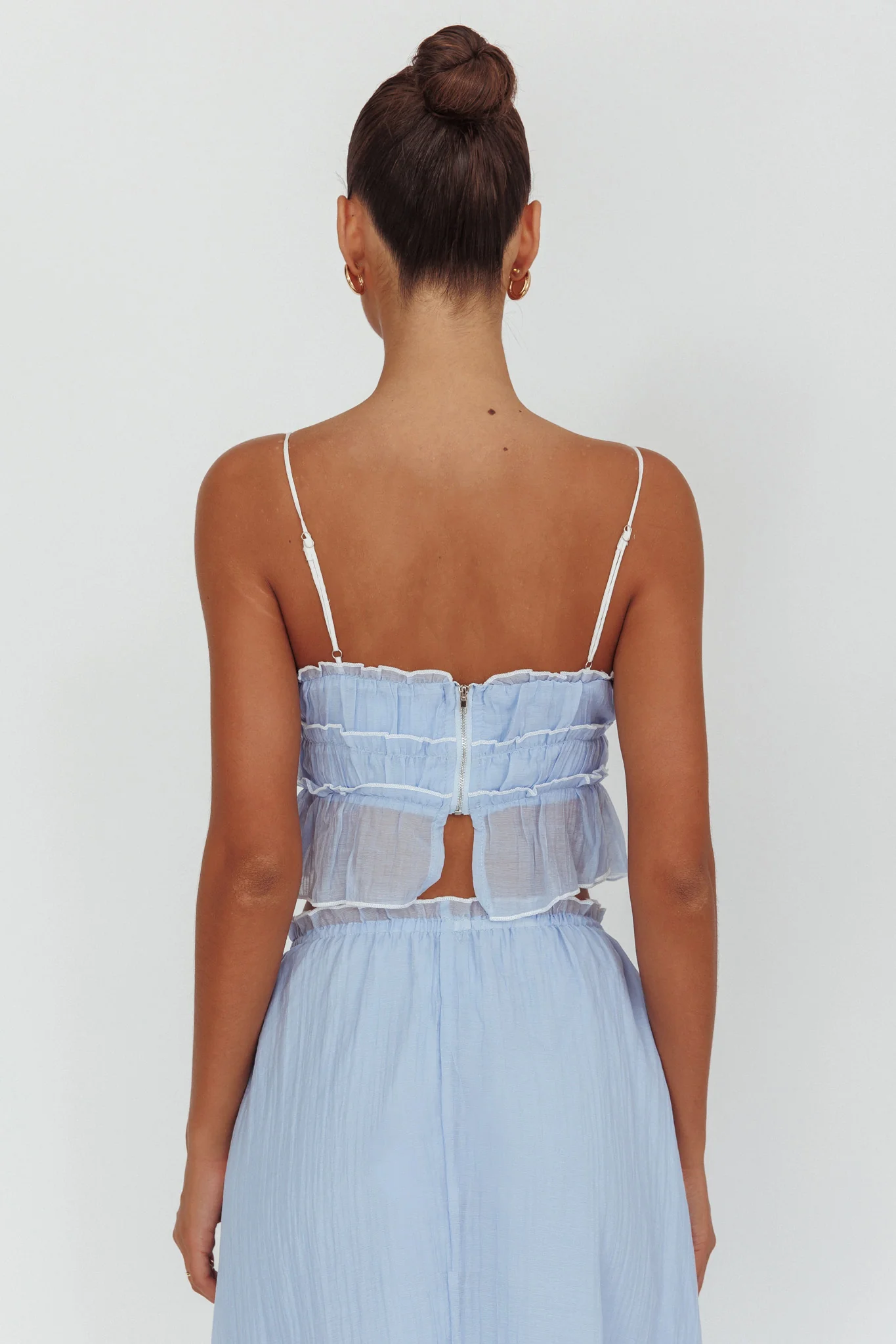 Maidens Tie Detail Overlock Top Cloud Blue - Ruaus