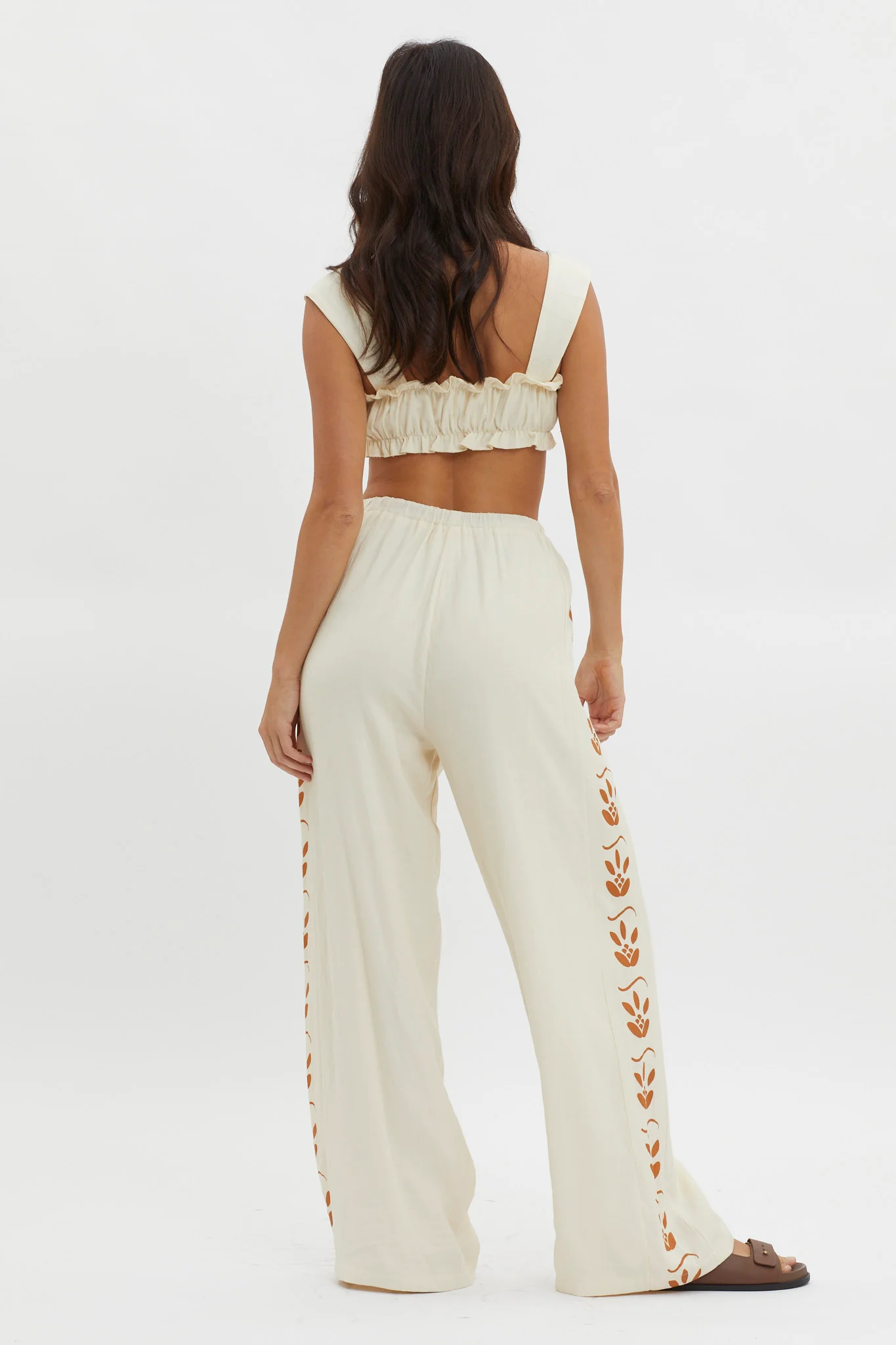 Maghan Side Print Long Pants Beige - Ruaus