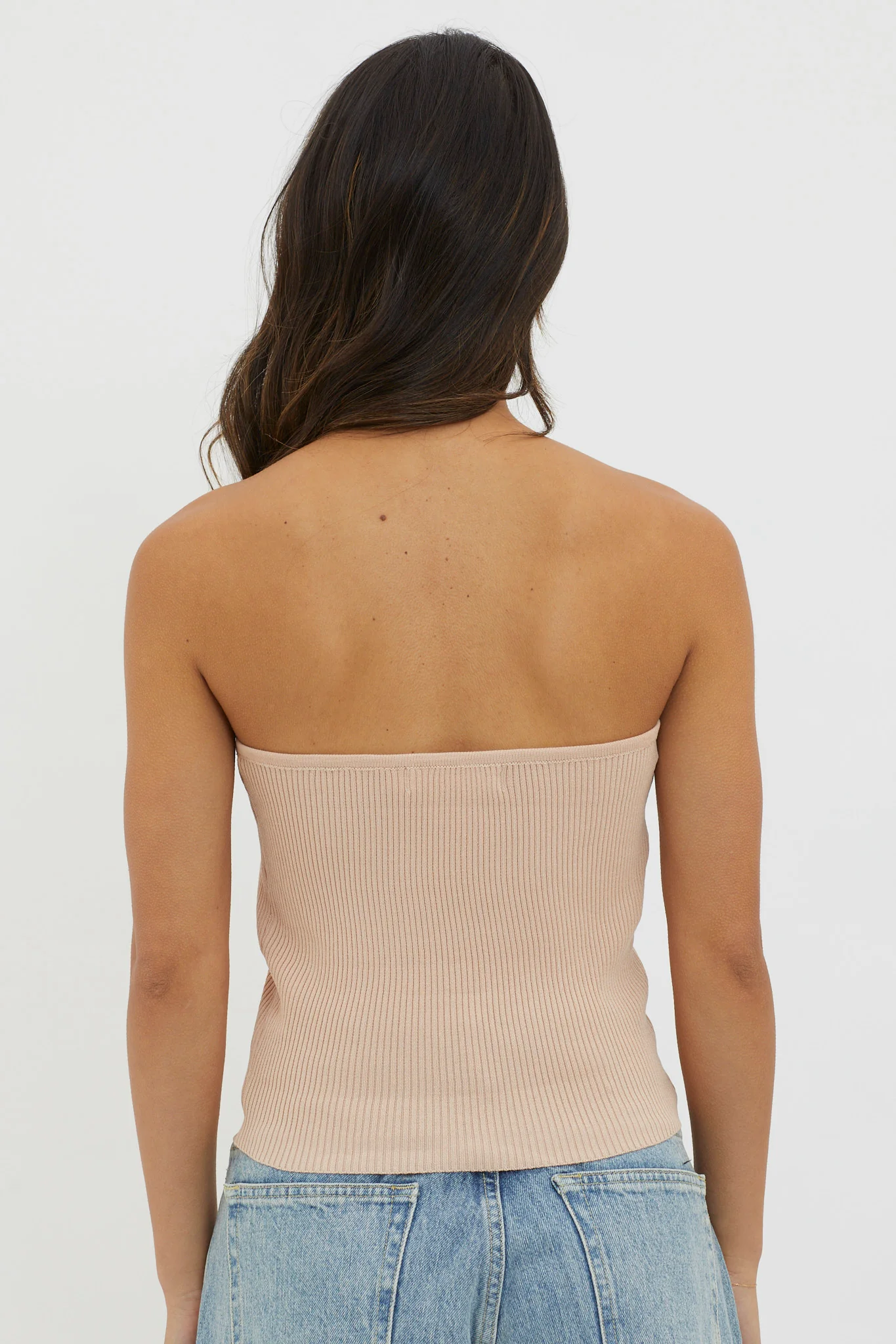 Flora Strapless Knit Top Mocha - Ruaus