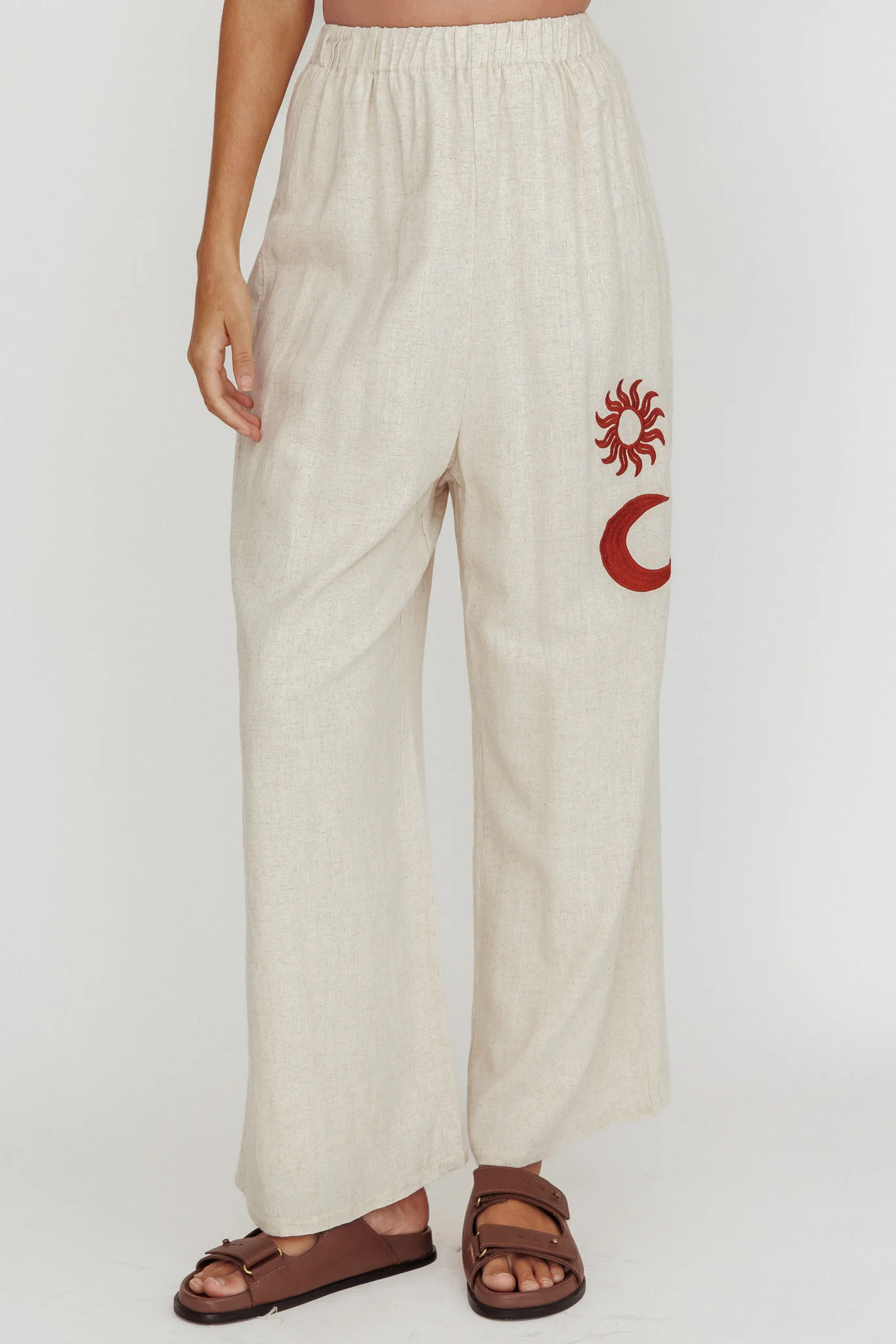 Swing Of Things Sun And Moon Wide Leg Pants Oat - Ruaus