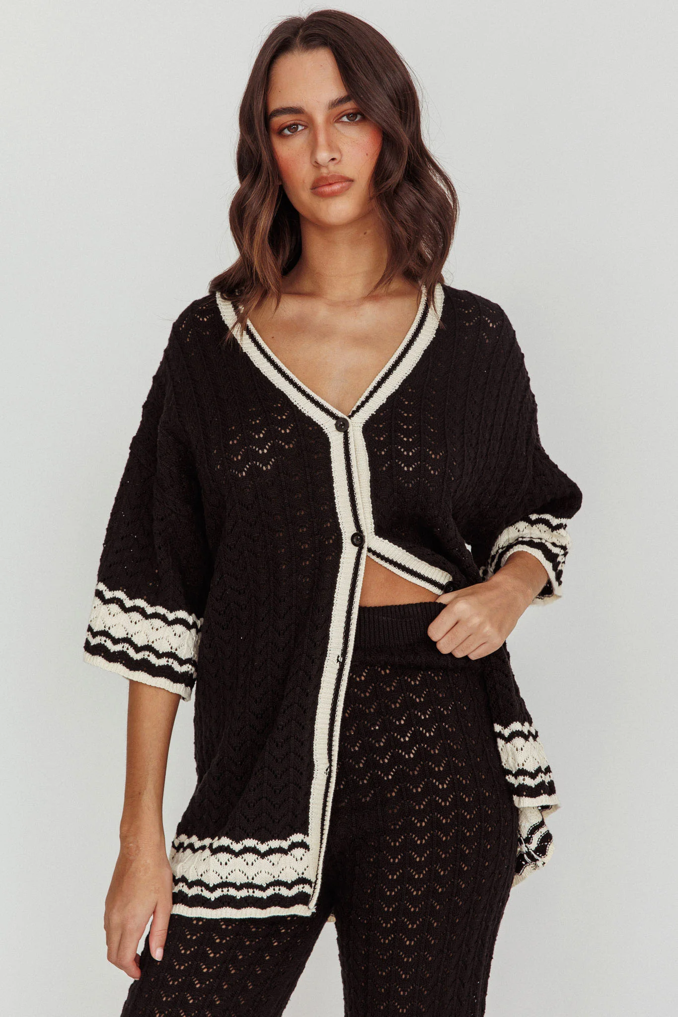 Rhodes Cotton Relaxed Knit Shirt Black - Ruaus