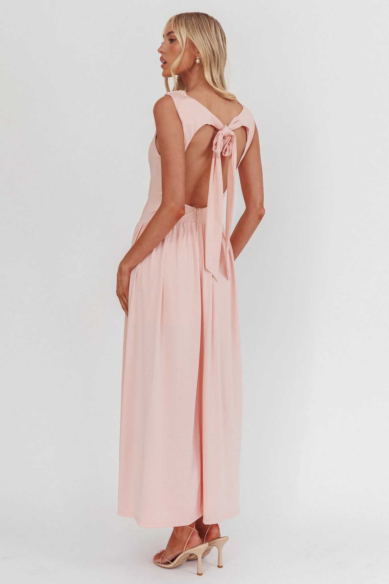 Dorothea High Cowl Open Back Maxi Dress Dusty Pink - Ruaus