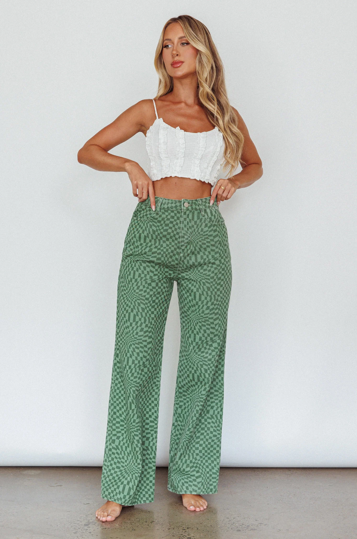 Renegade Printed Denim Pants Olive - Ruaus