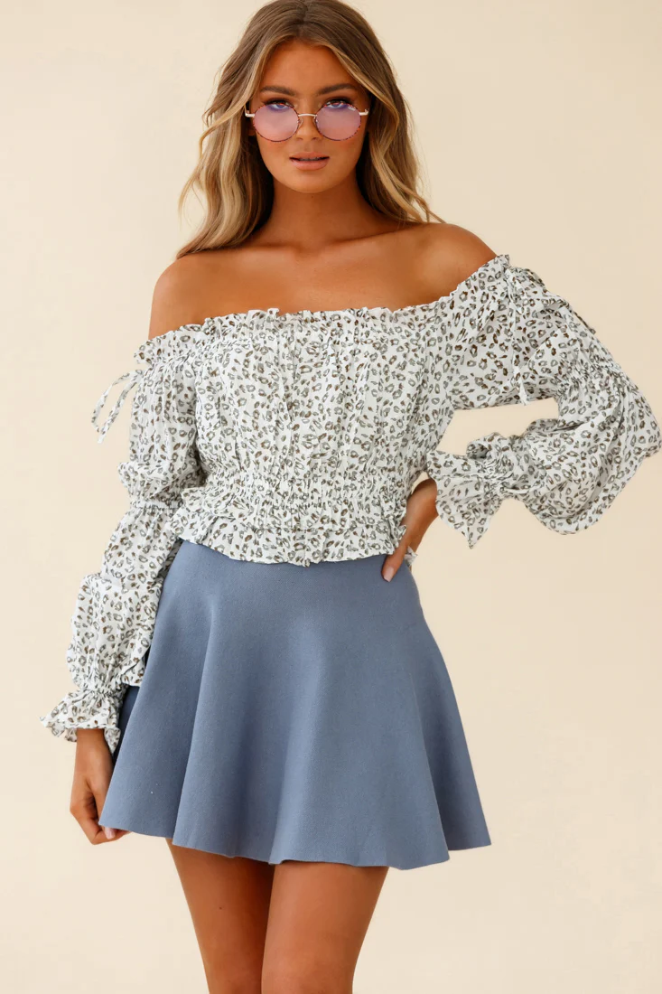 Rowena A-Line Knit Flounce Skirt Midnight Blue - Ruaus