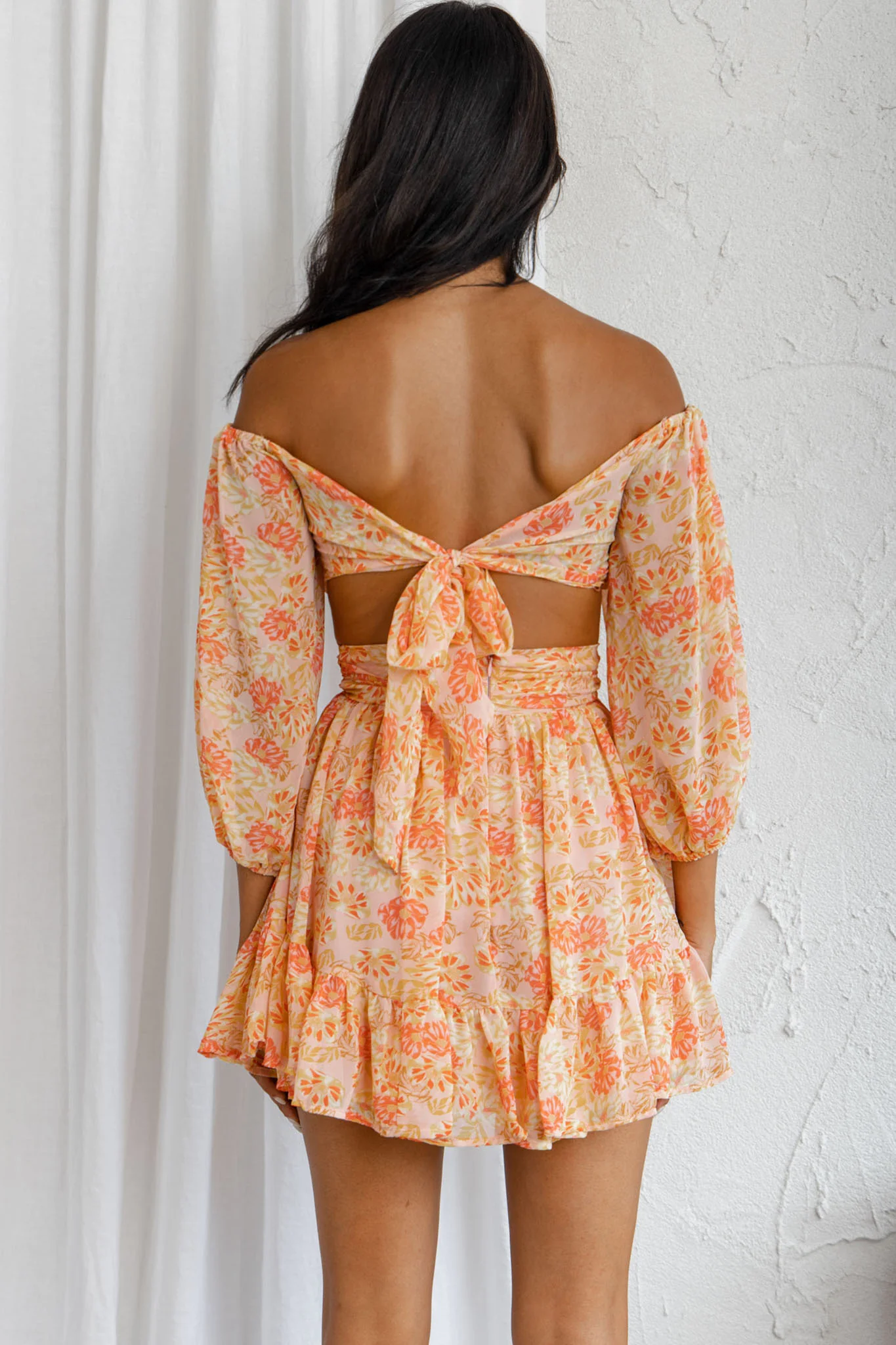 Abby Waistband A-Line Ruffle Hem Skirt Floral Print Pink - Ruaus