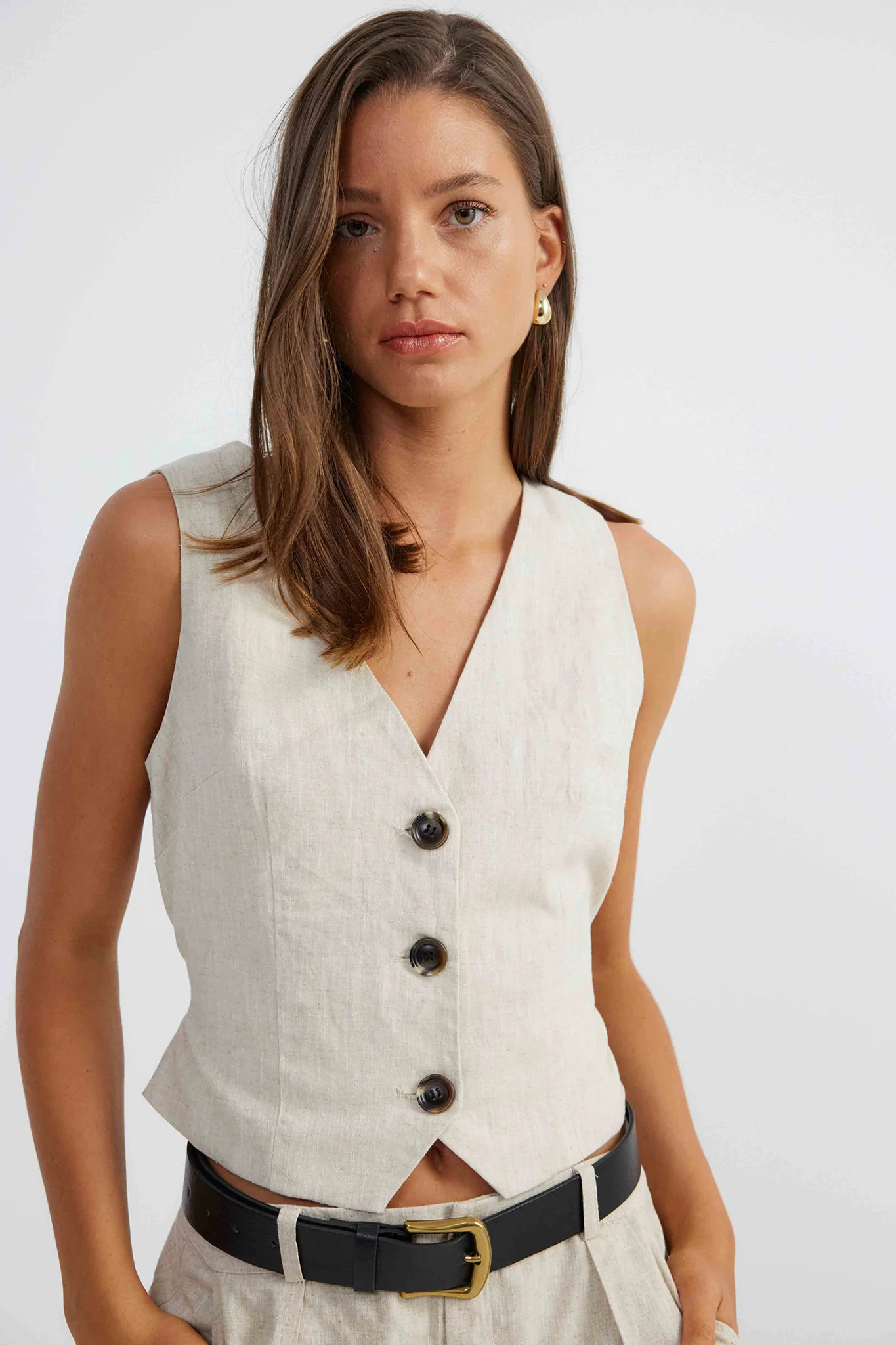 SNDYS Allegra Linen Vest Natural - Ruaus