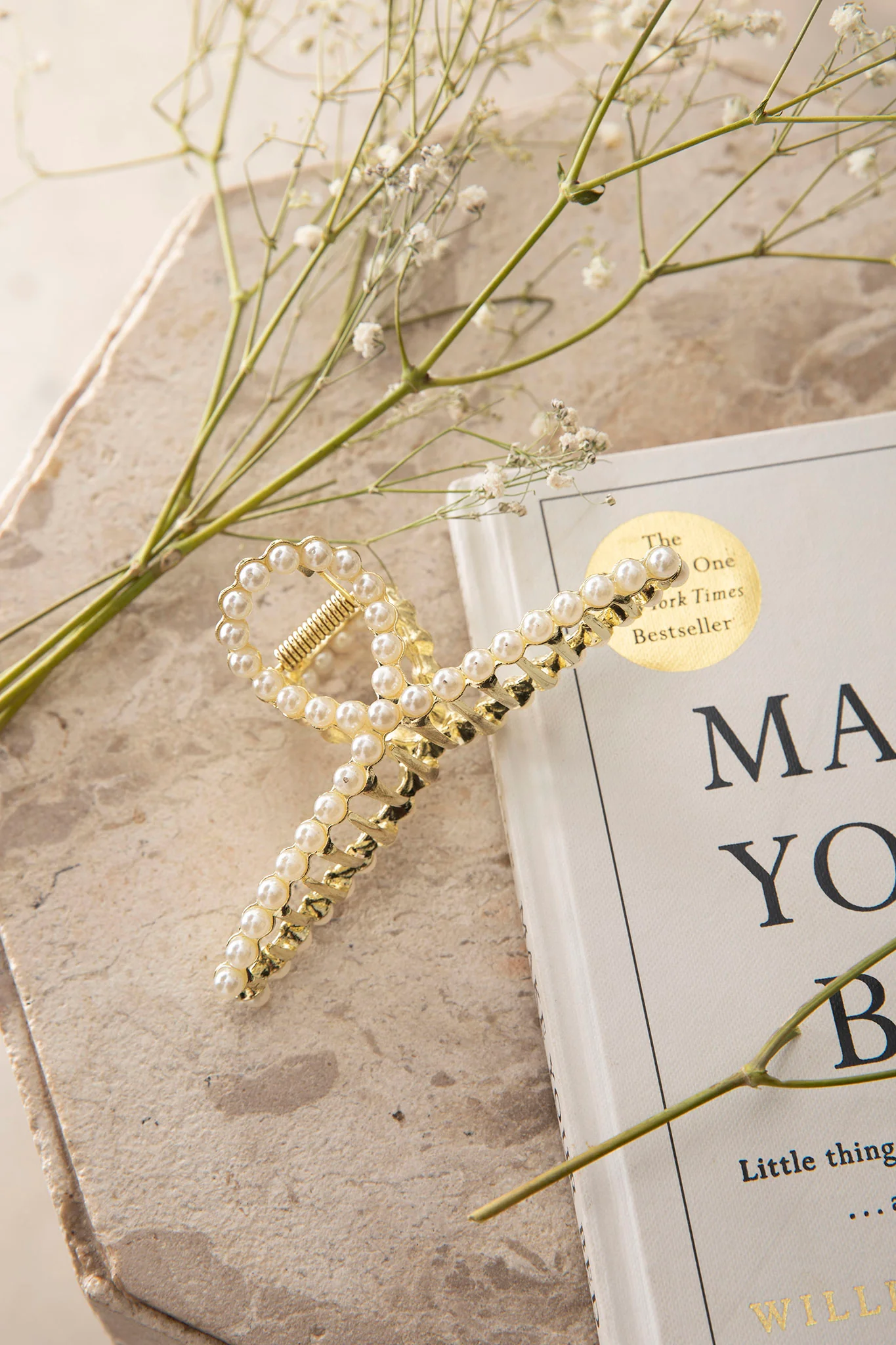 Madison Pearl Hair Clip Gold - Ruaus