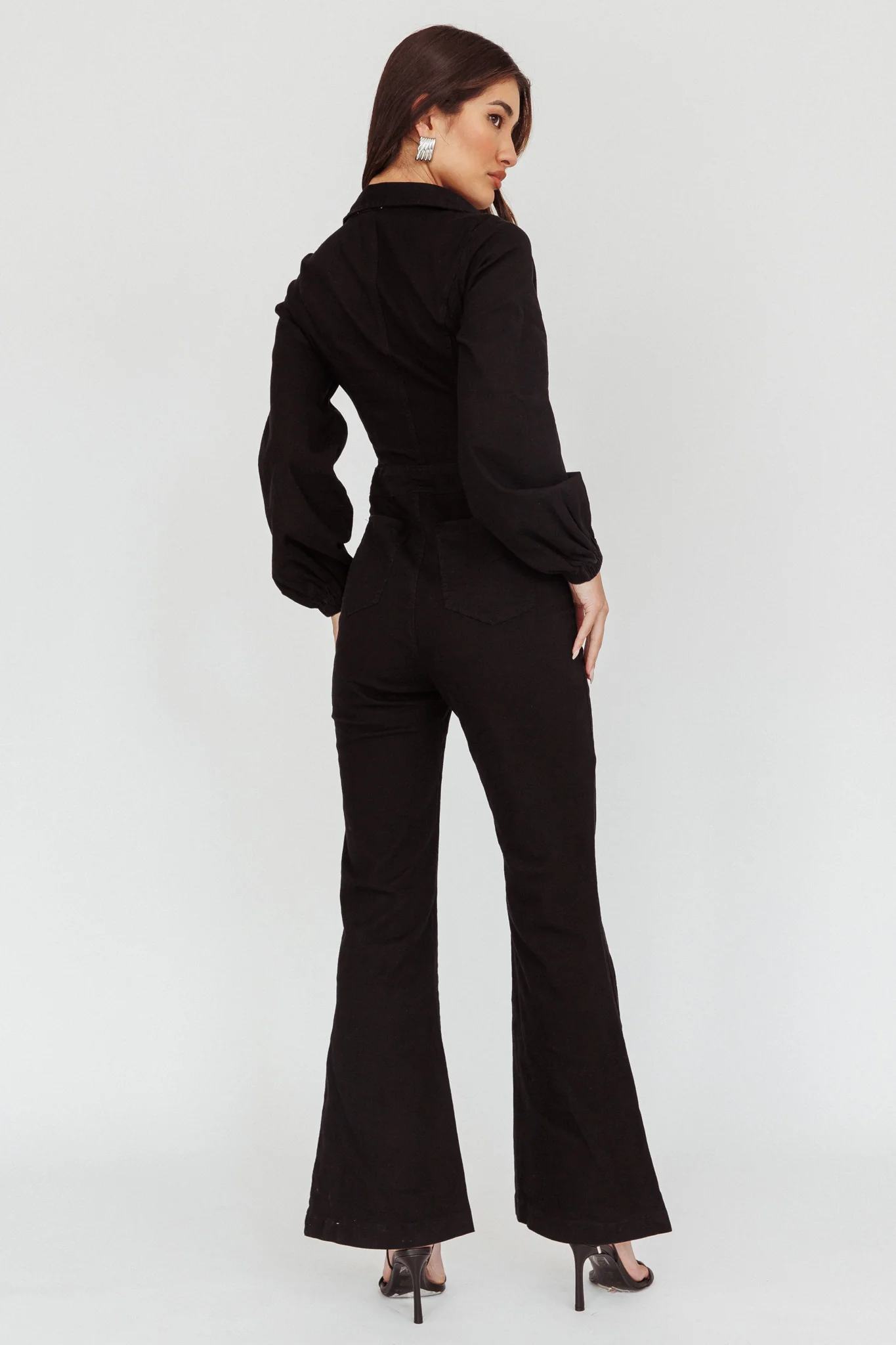 Emilio Long Sleeve Jumpsuit Denim Black - Ruaus