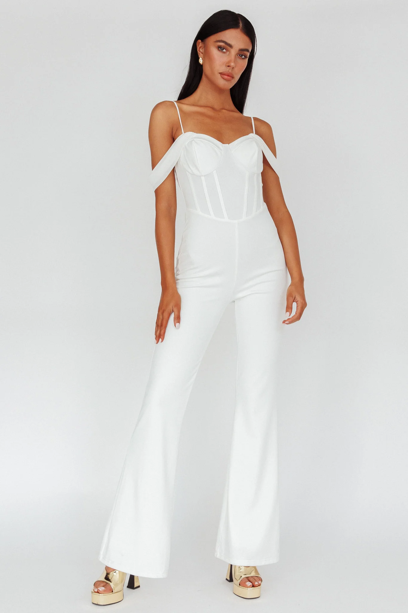 Nian Corset Bodice Jumpsuit Ivory - Ruaus