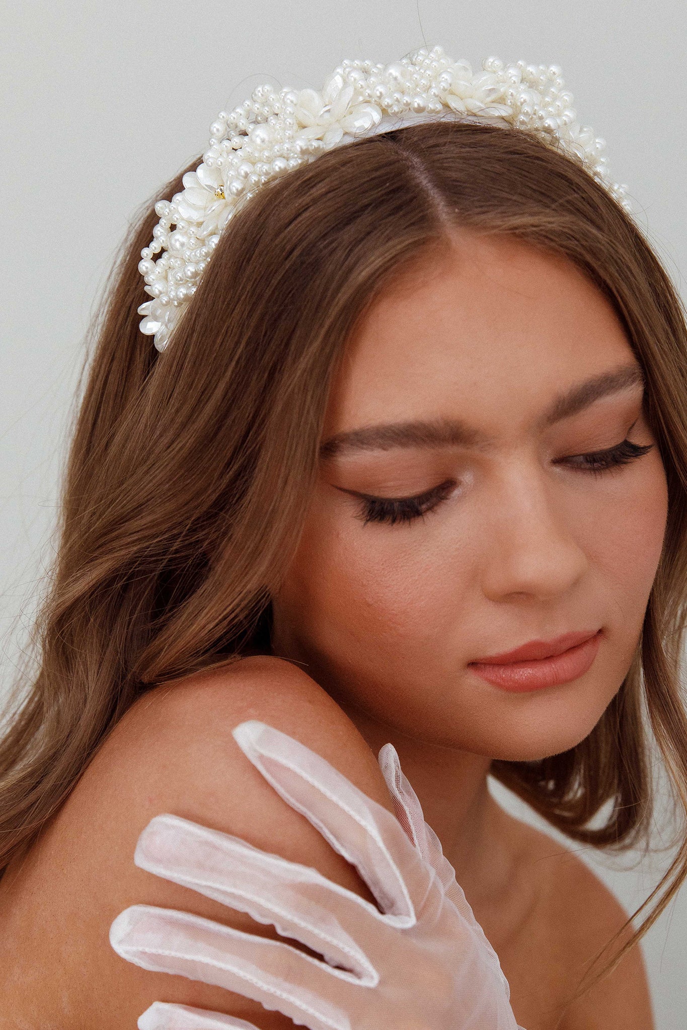 Floral Pearl Wide Headband White - Ruaus
