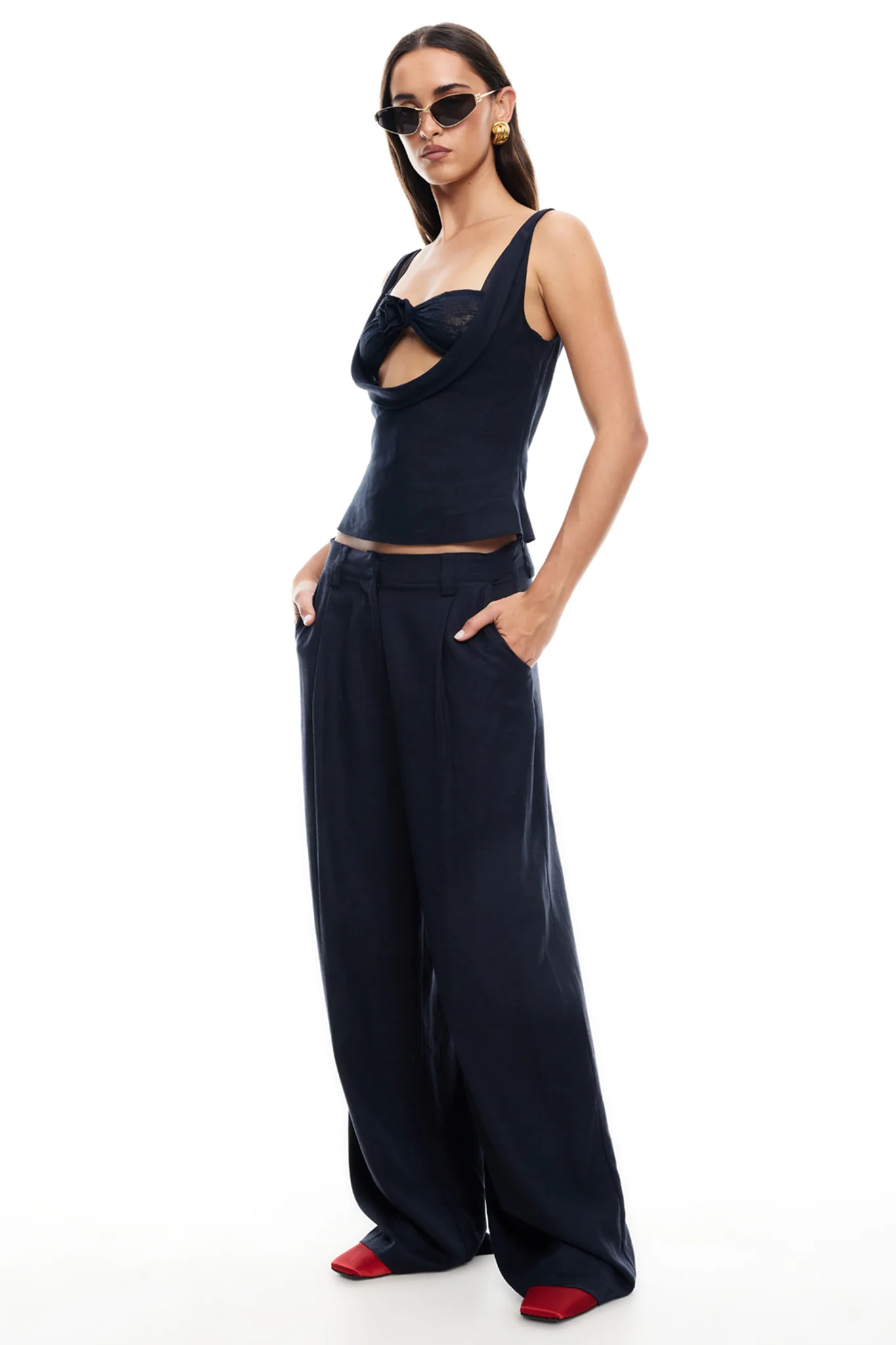 LIONESS La Quinta Pants Navy - Ruaus