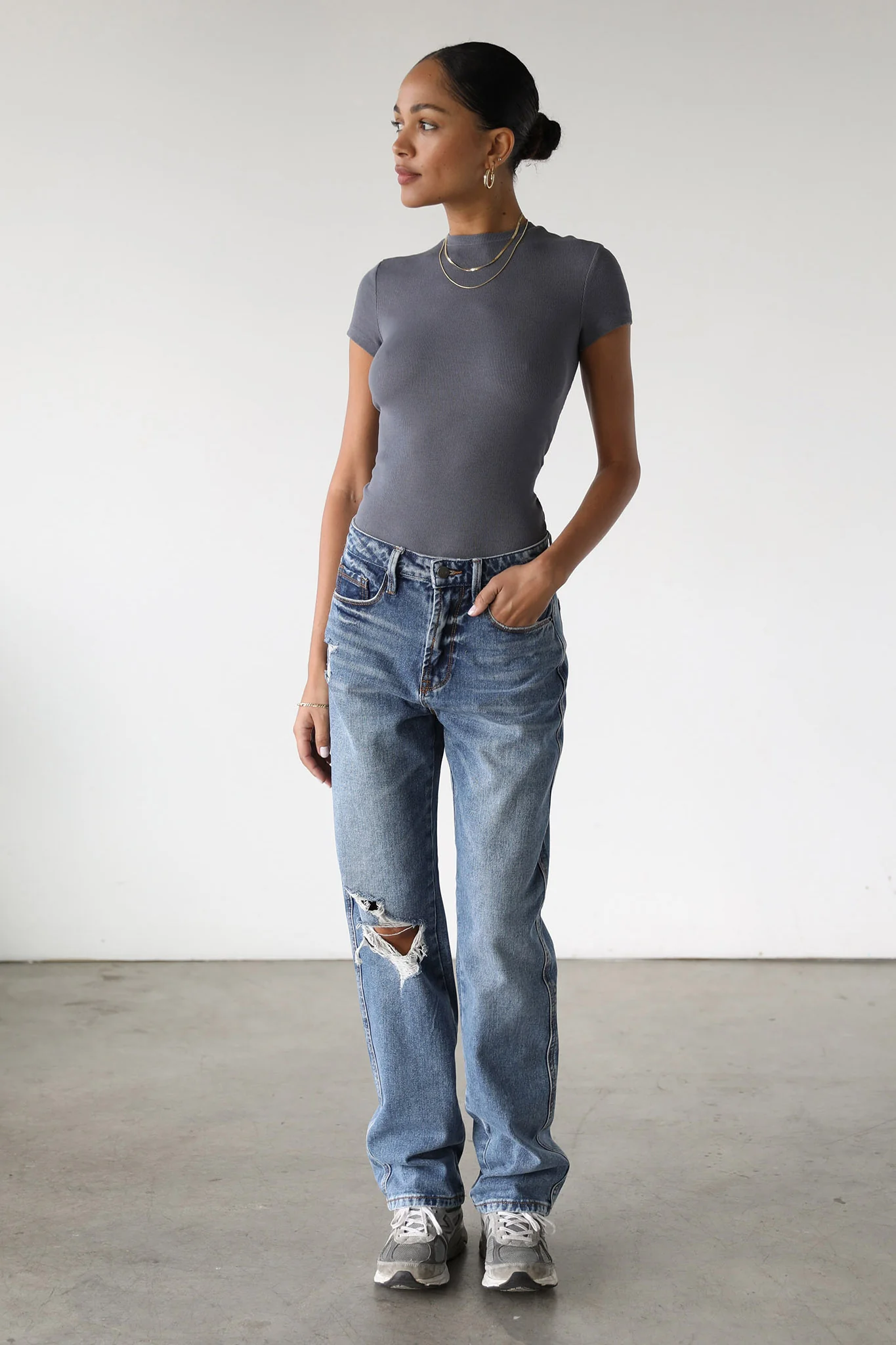 DOGMA High Rise Straight Leg Denim Jeans Dark Wash - Ruaus