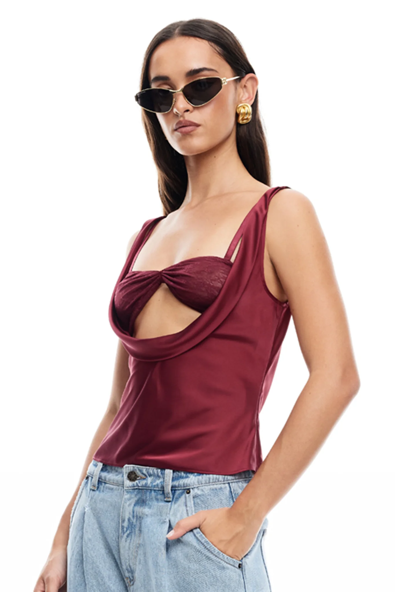 LIONESS Delilah Top Burgundy - Ruaus