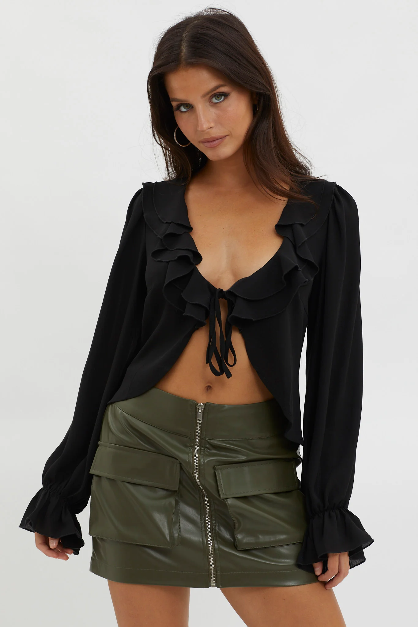 Pale Fire Tie Front Top Black - Ruaus