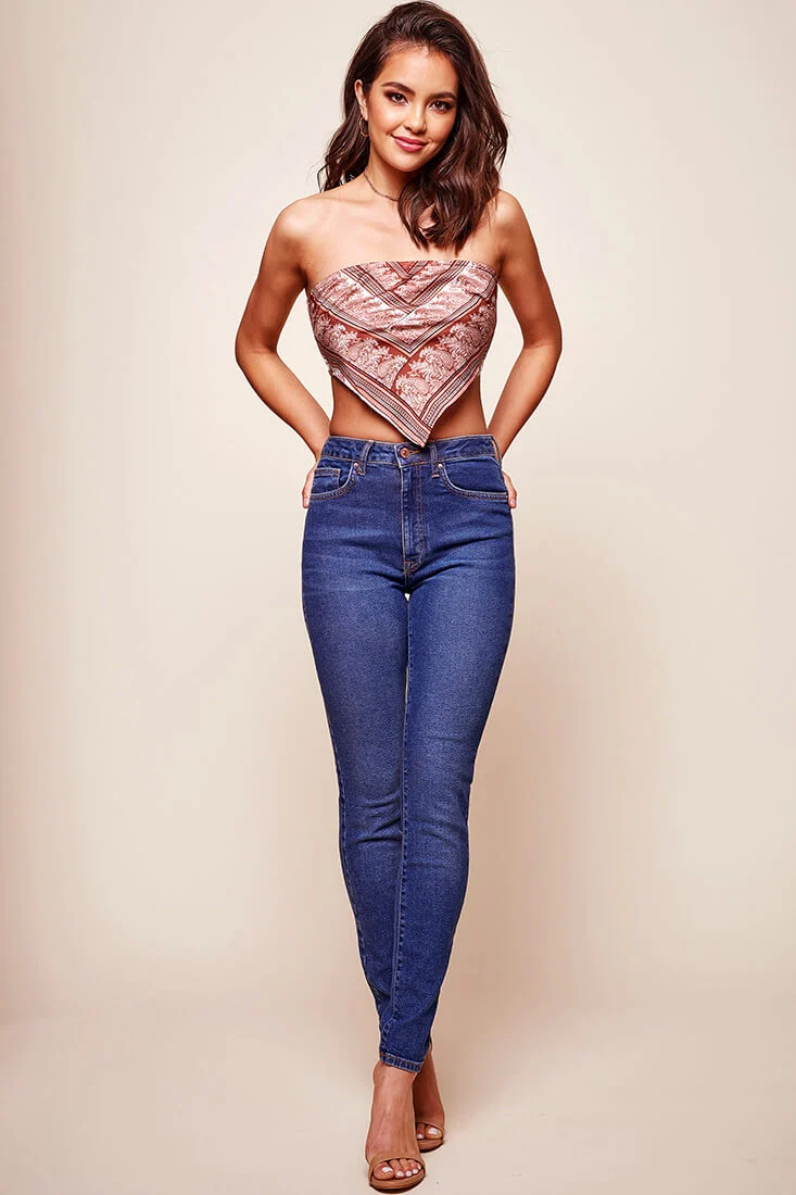 Cherise Handkerchief Bandeau Top Rust - Ruaus