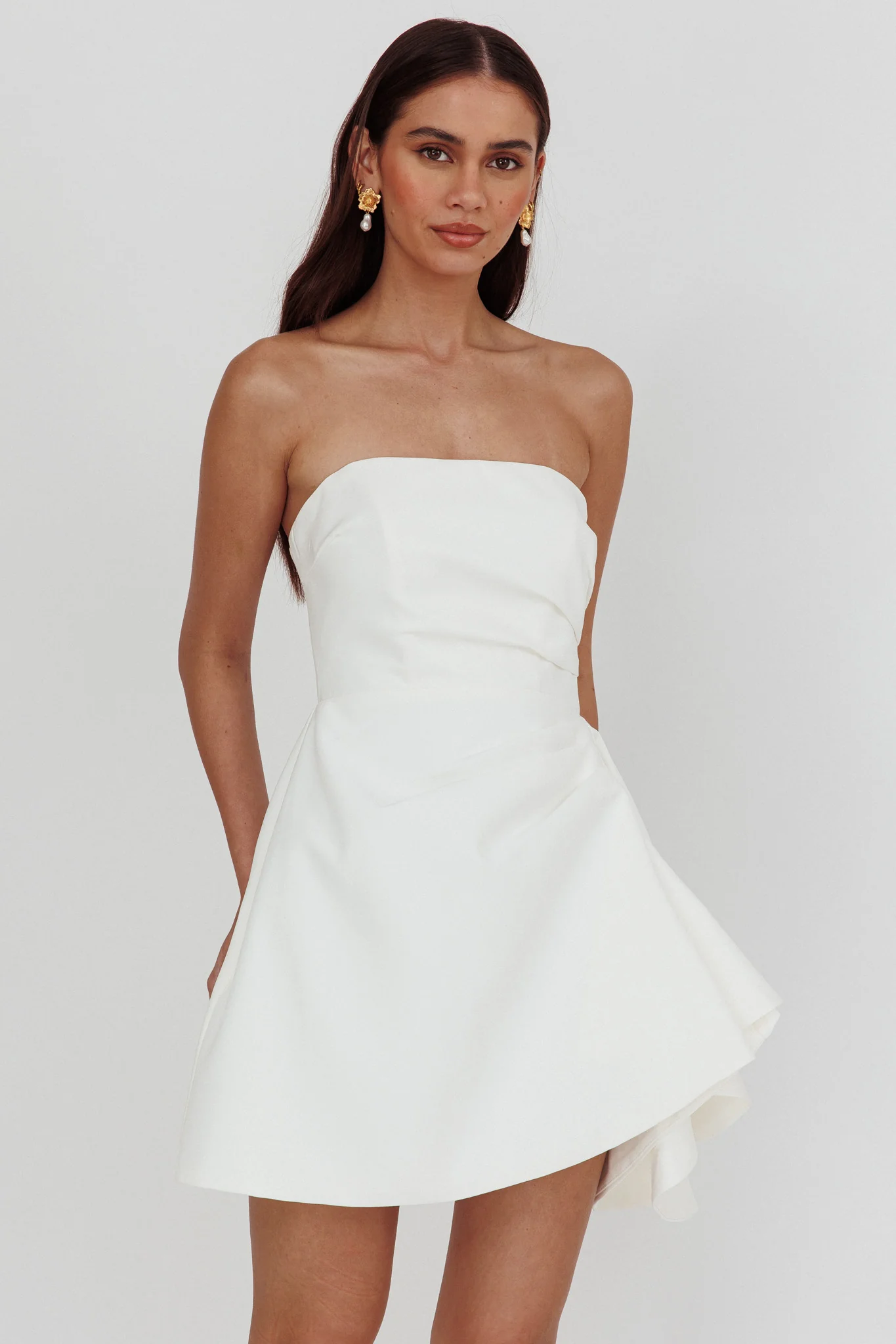 Minnesota Strapless Mini Dress White - Ruaus