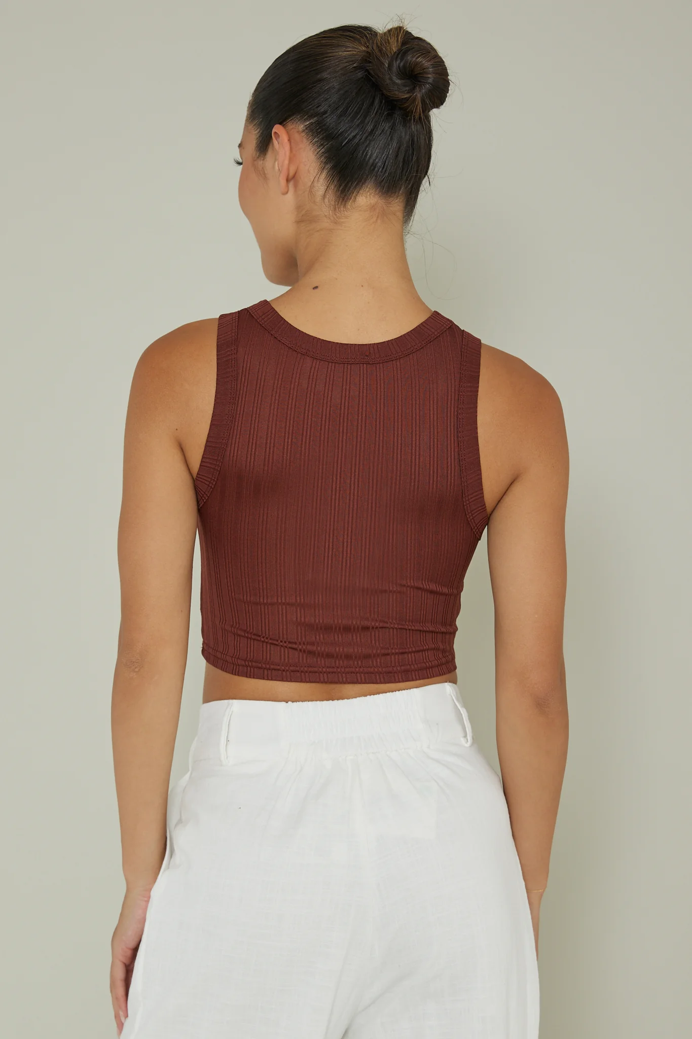 Seeker Ribbed Crop Top Mocha - Ruaus