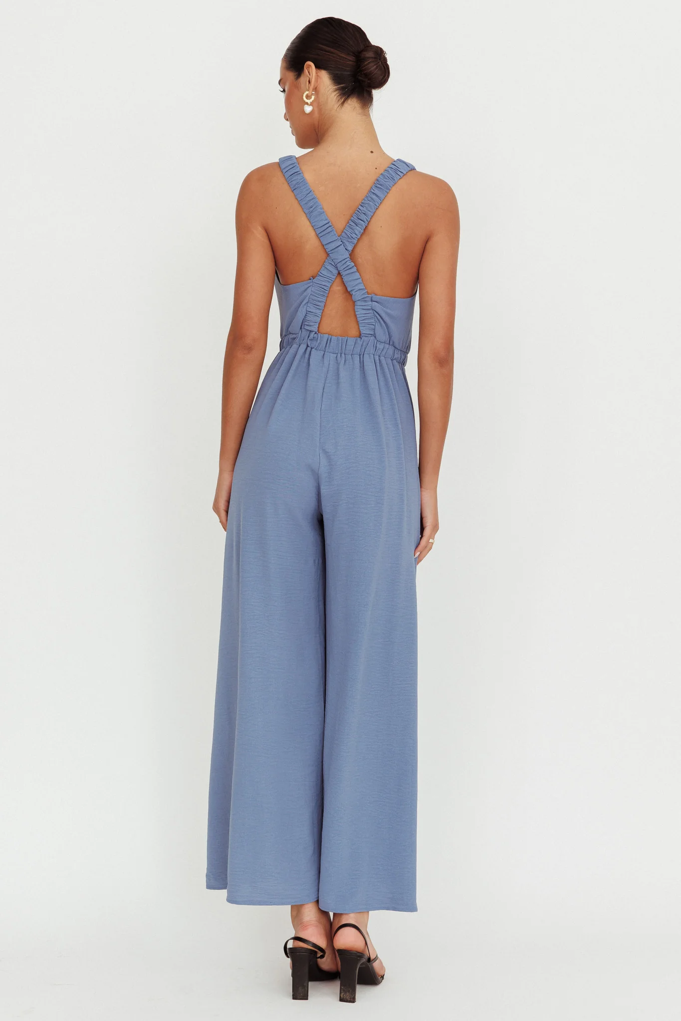 Everything Crossover Strap Jumpsuit Storm Blue - Ruaus