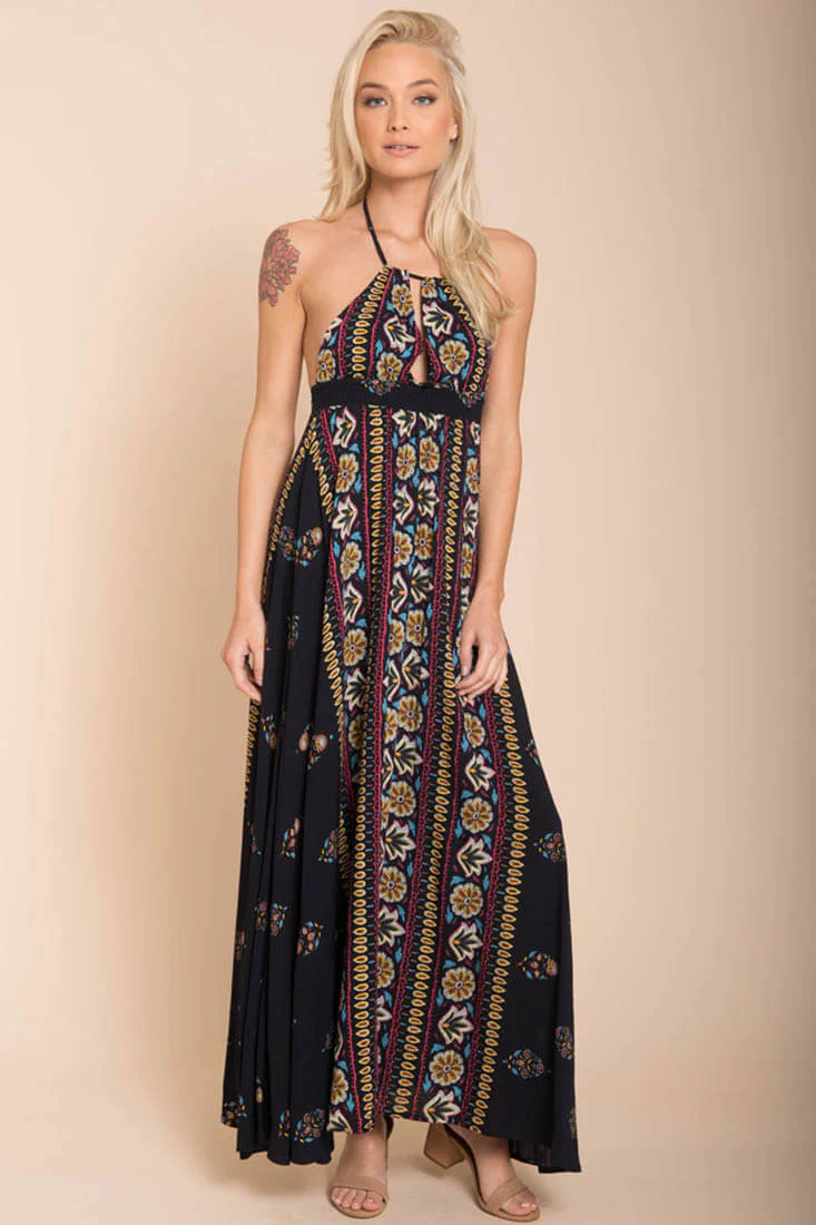 Shaylene Brunch Maxi Dress Navy - Ruaus