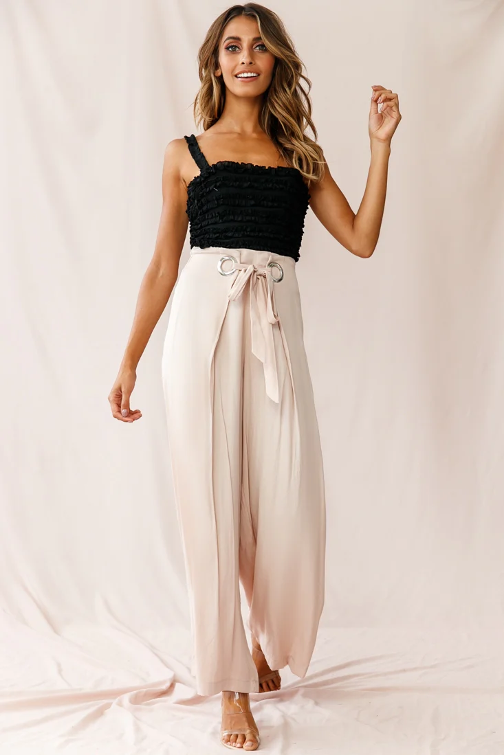 Lolita Frill Embellished Crop Top Black - Ruaus