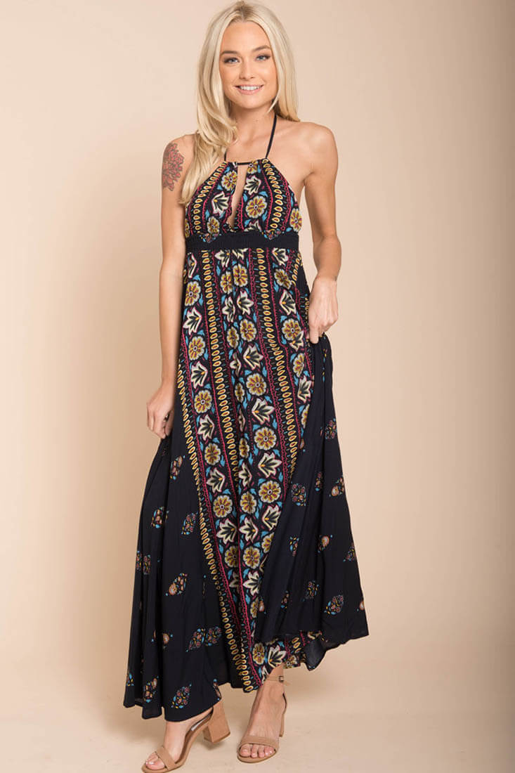 Shaylene Brunch Maxi Dress Navy - Ruaus