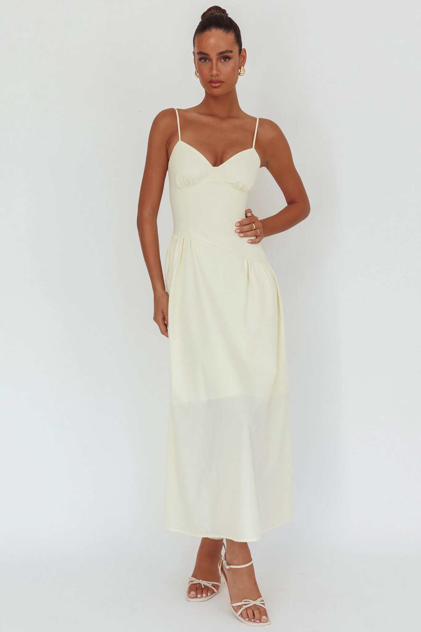 Honey Baby Diagonal Waist Maxi Dress Butter - Ruaus