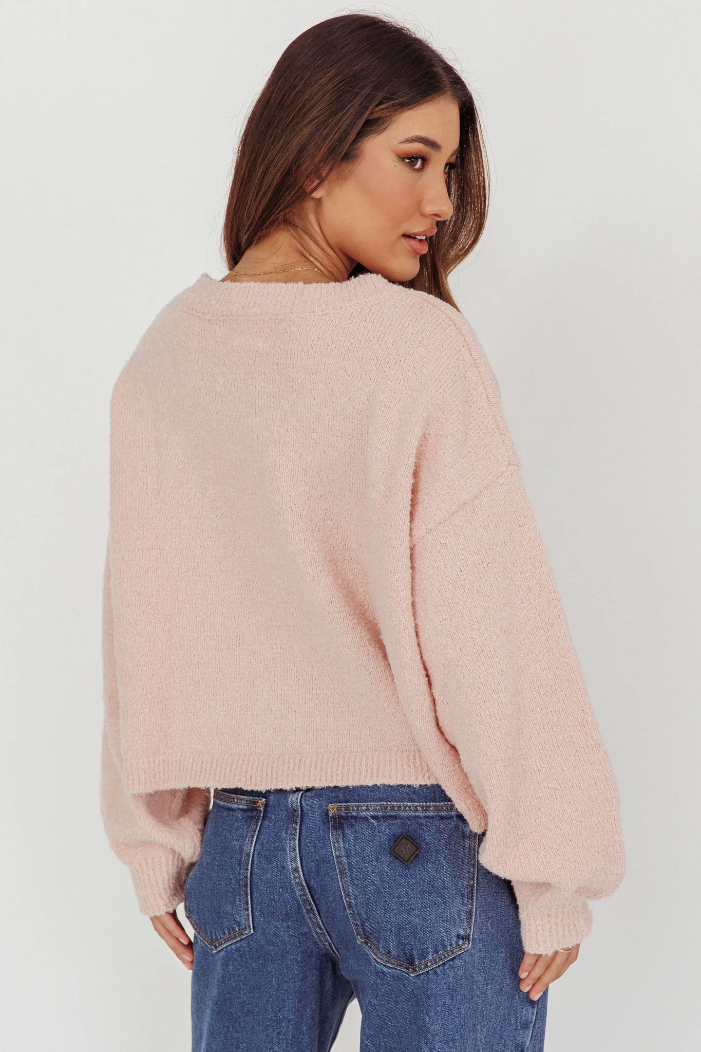 Taking Notes Button Front Cardigan Blush - Ruaus
