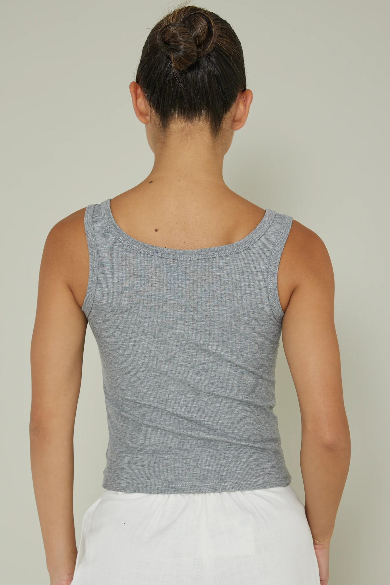 Recess Thick Strap Ribbed Top Grey - Ruaus