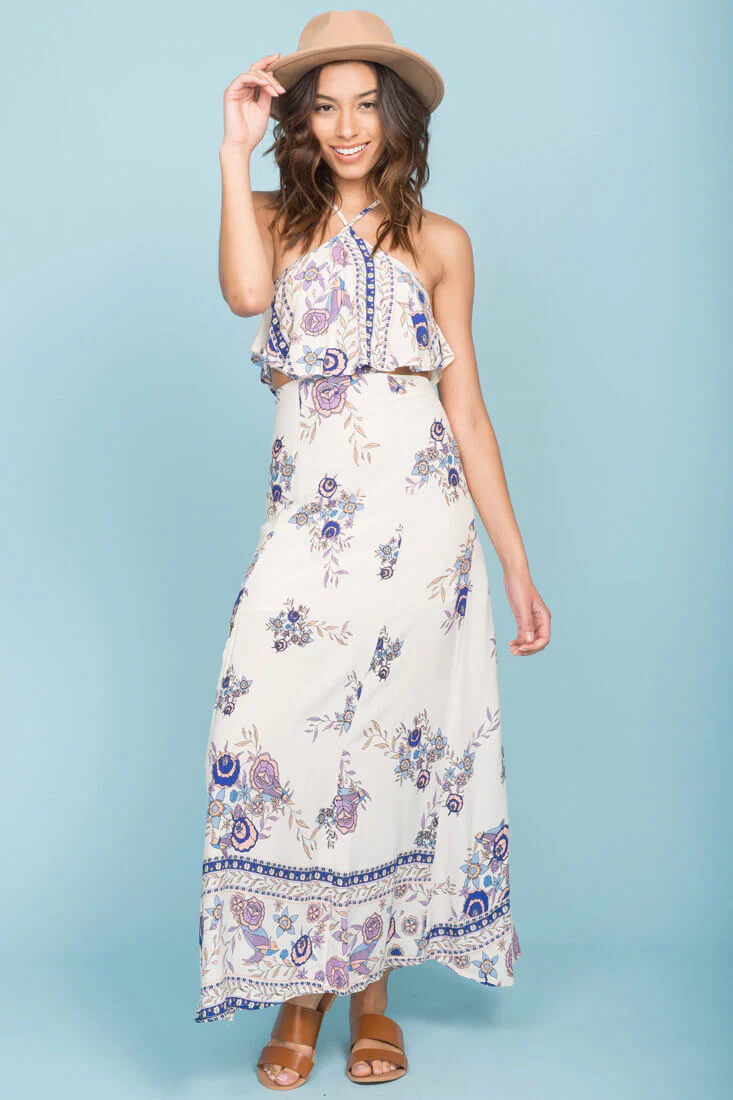 Monday cutout Maxi Dress Purple - Ruaus