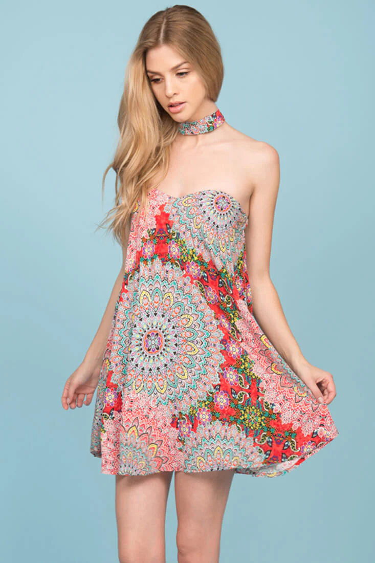 Delia Festival Dress Red - Ruaus