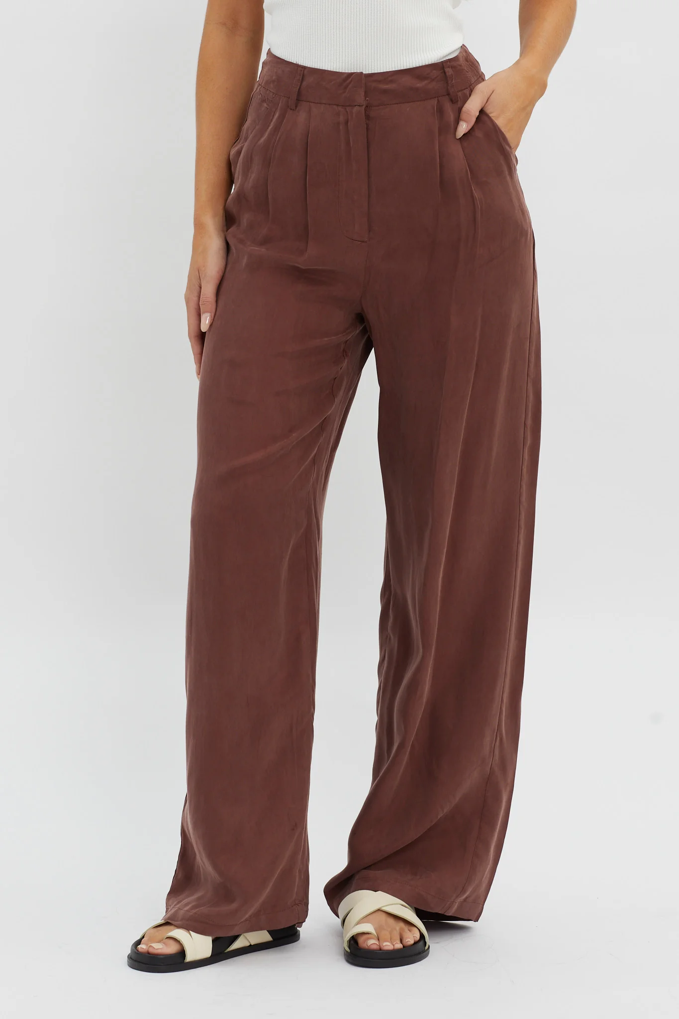 Dodie Straight Leg Trouser Pants Choco - Ruaus