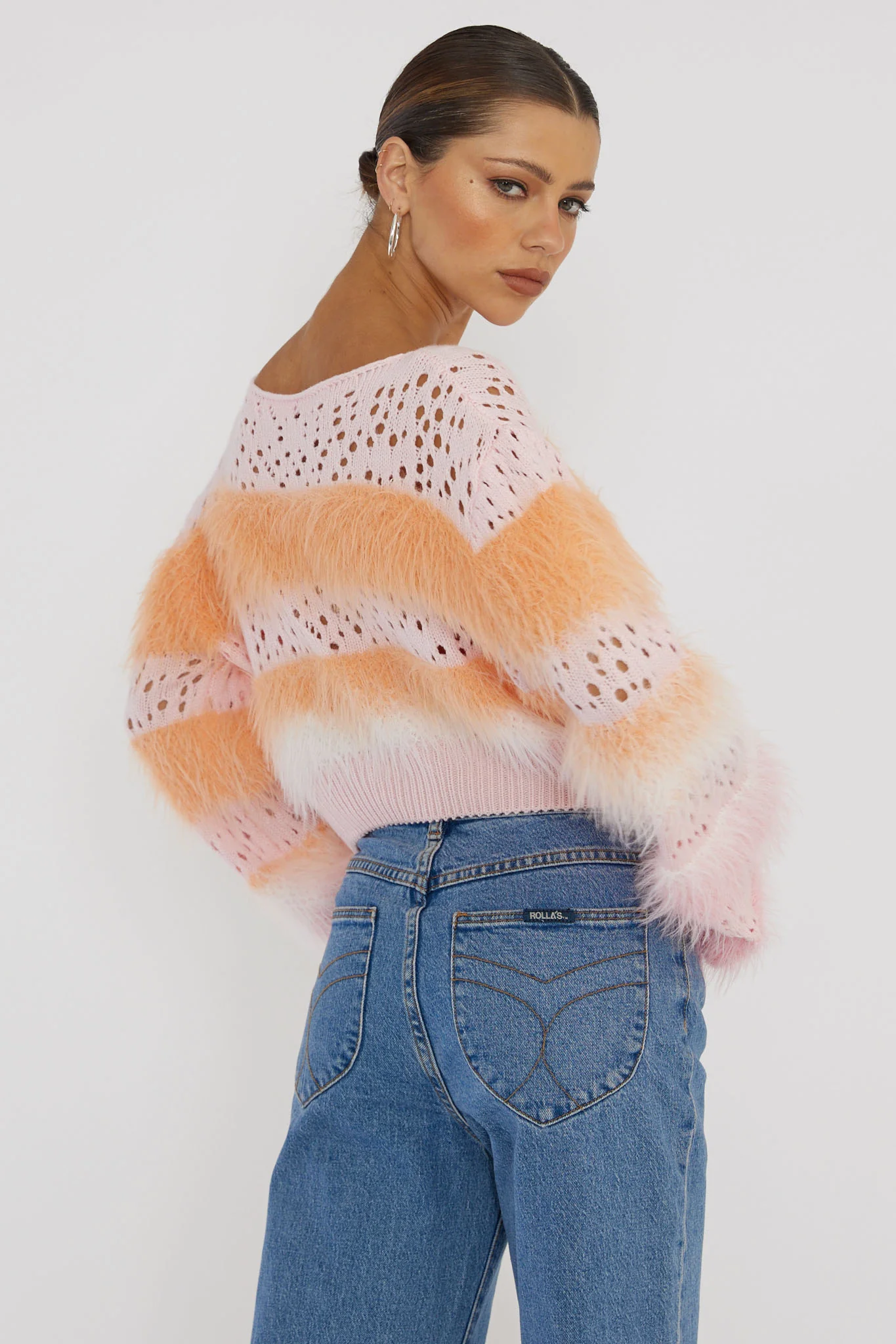 Borealis Fur Trim Knit Sweater Pink - Ruaus